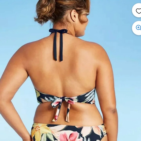 📦 Kona Sol Navy / Peachy Pink Floral Bikini - Picture 2 of 5